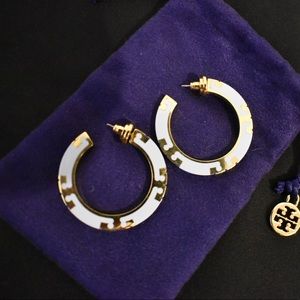 Tory Burch Baby Blue & Gold Hoops